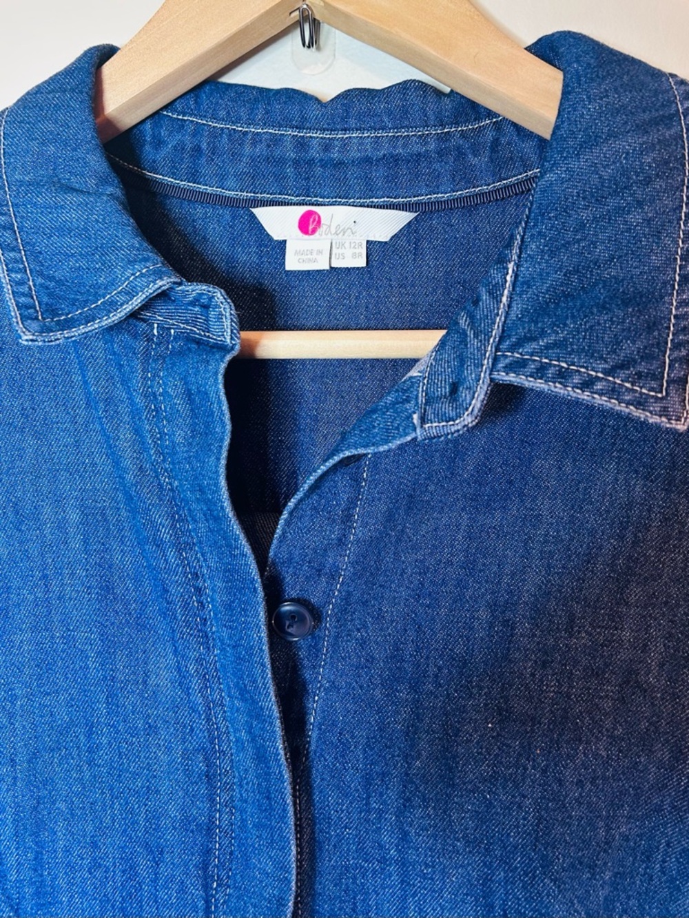 Boden Hadie Denim Chamber Shirt Dress Long Sleeve Pockets Size 12 - Picture 4 of 7